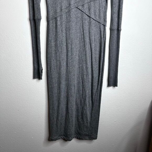 Enza Costa Light Gray Asymmetrical Midi Dress Size S Cashmere Blend Scoop Neck - Picture 3 of 8